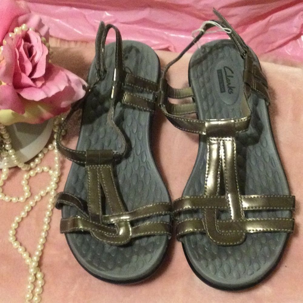 Clarks Metallic Brown Strappy Sandals